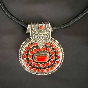 Genuine silver and coral necklace handmade in India